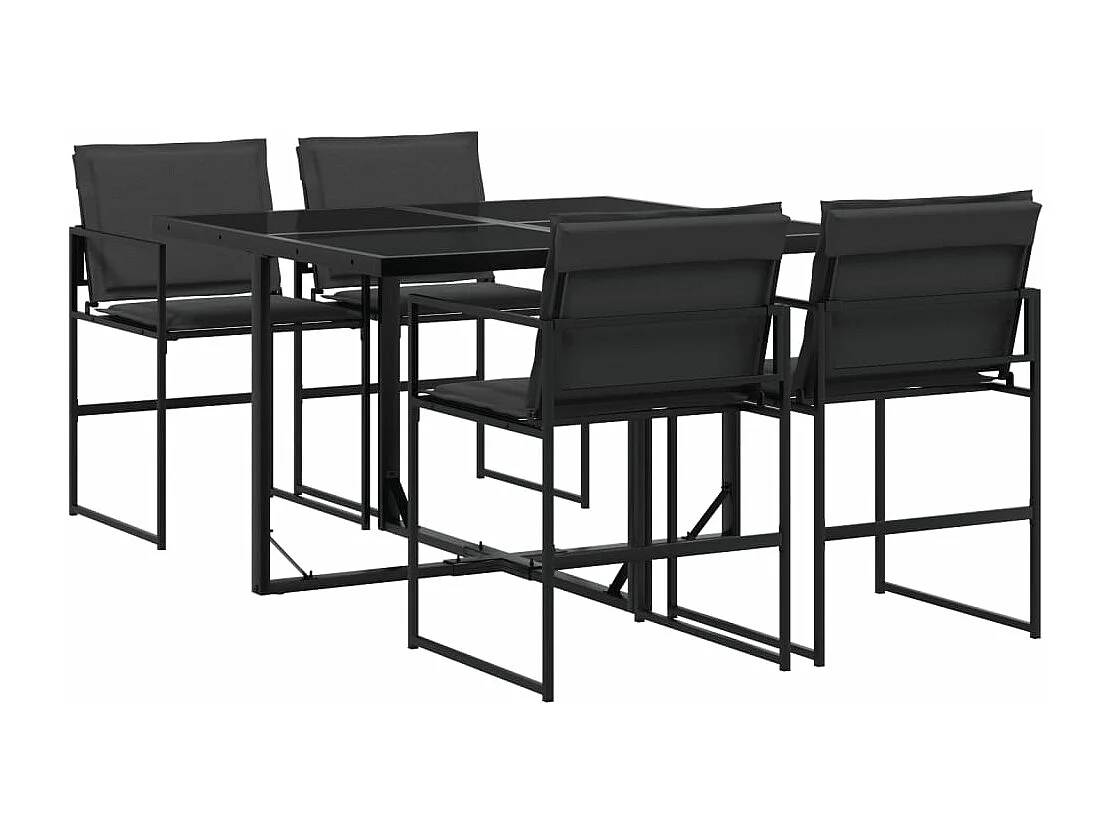 Ensemble à manger de jardin avec coussins 5 pcs noir textilène FR53822