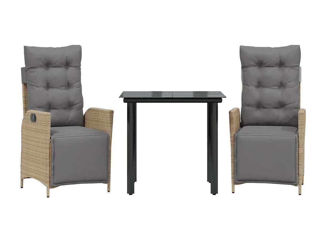 Ensemble à manger de jardin et coussins 3 pcs mélange beige FR42128