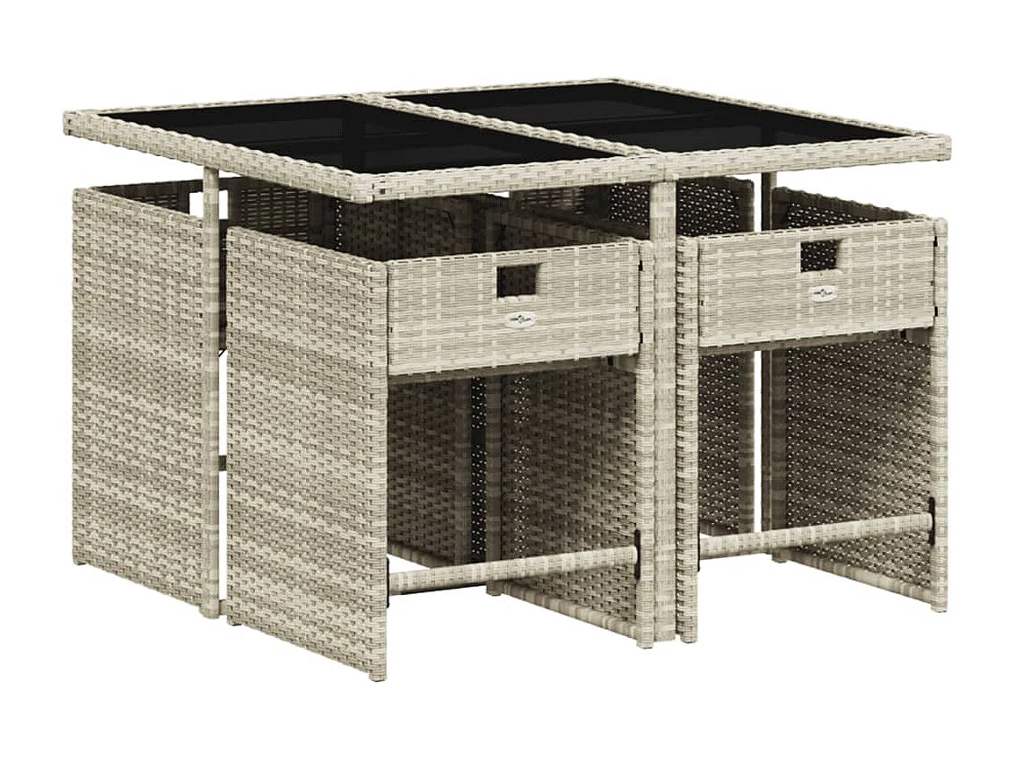 5 pcs conjunto de jantar p/ jardim c/ almofadões cinzento claro PT519718