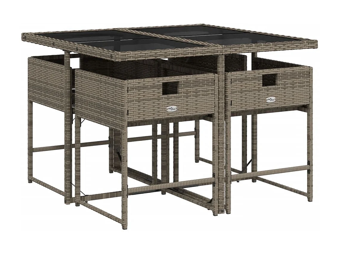 Set comedor de jardín 5 piezas con cojines ratán sintético gris ES131560