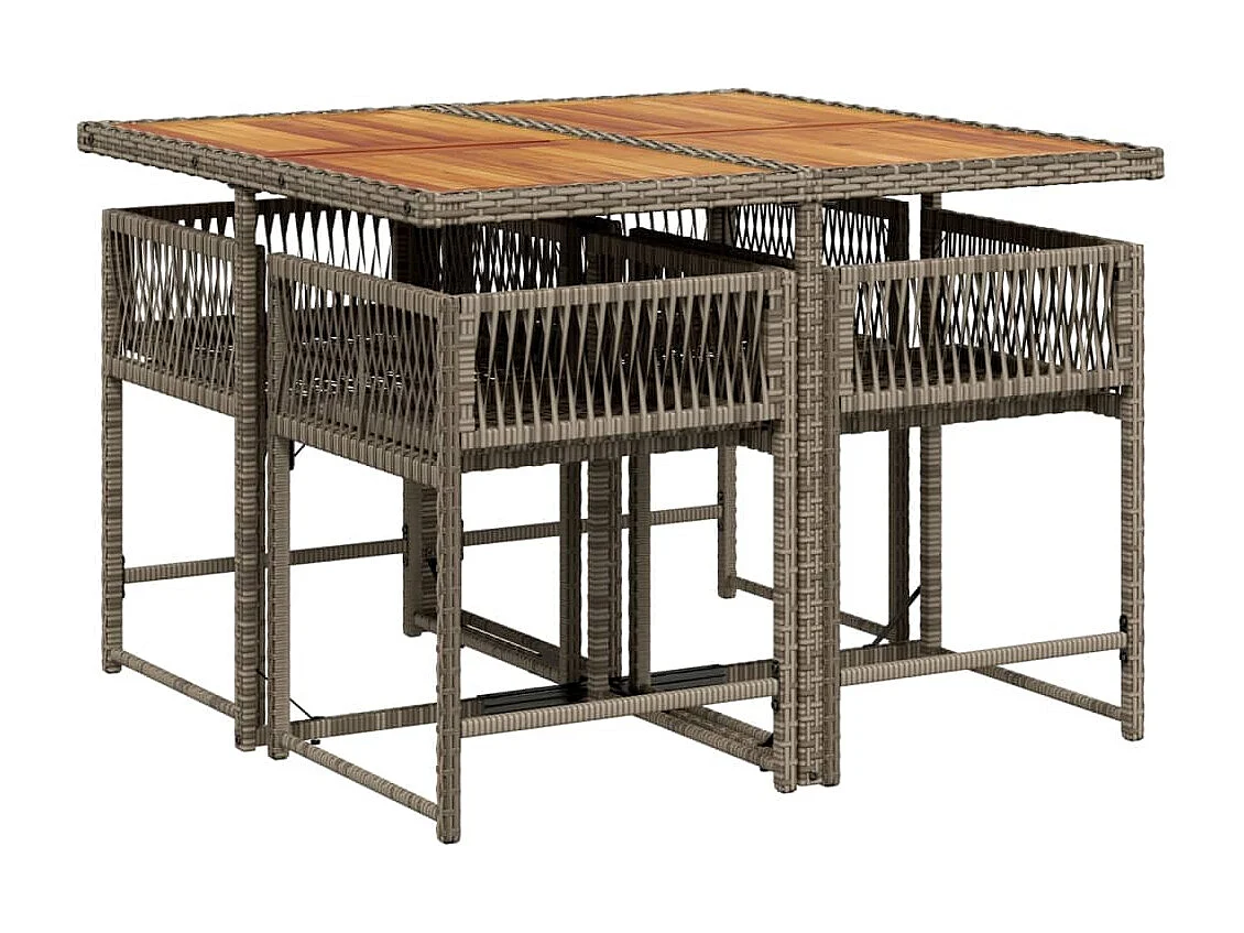 Ensemble à manger de jardin 5 pcs coussins gris résine tressée FR93286