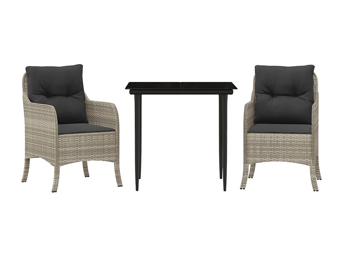 3-delige Tuinset met kussens poly rattan lichtgrijs BE807293