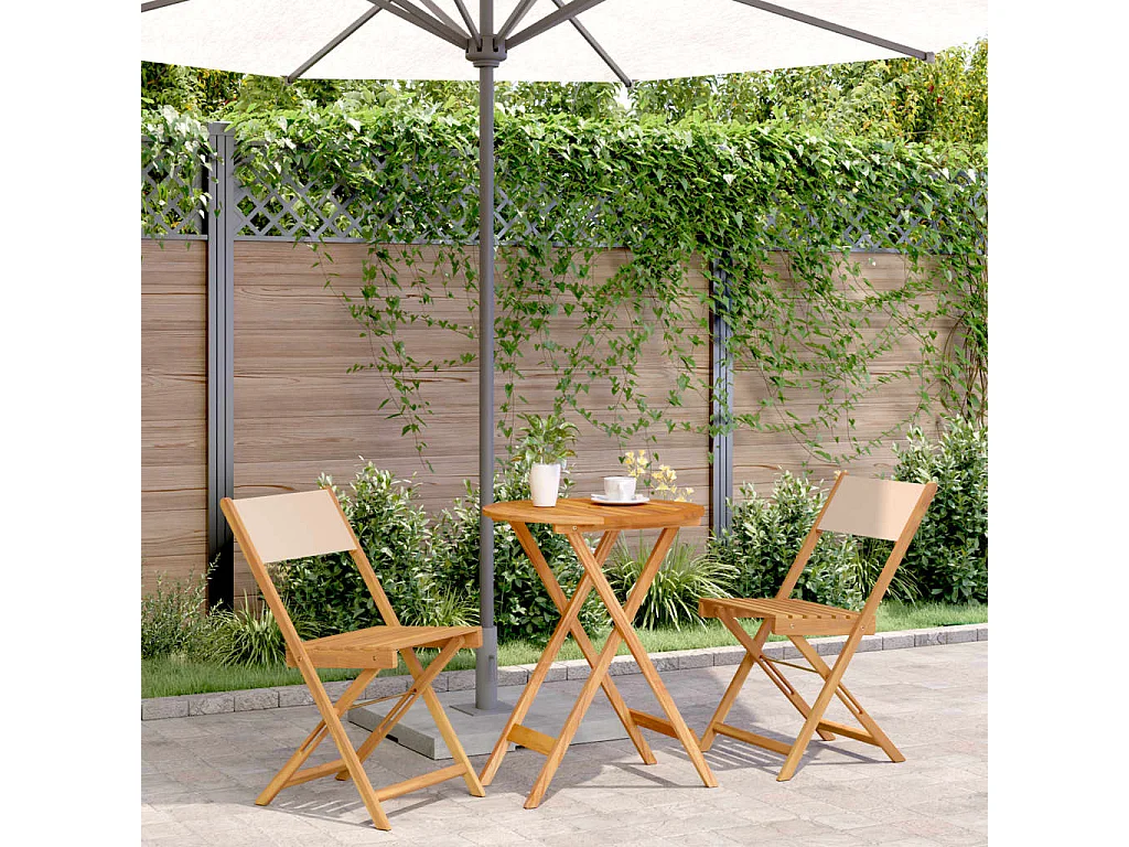 Ensemble de bistro 3 pcs beige tissu et bois massif FR82163