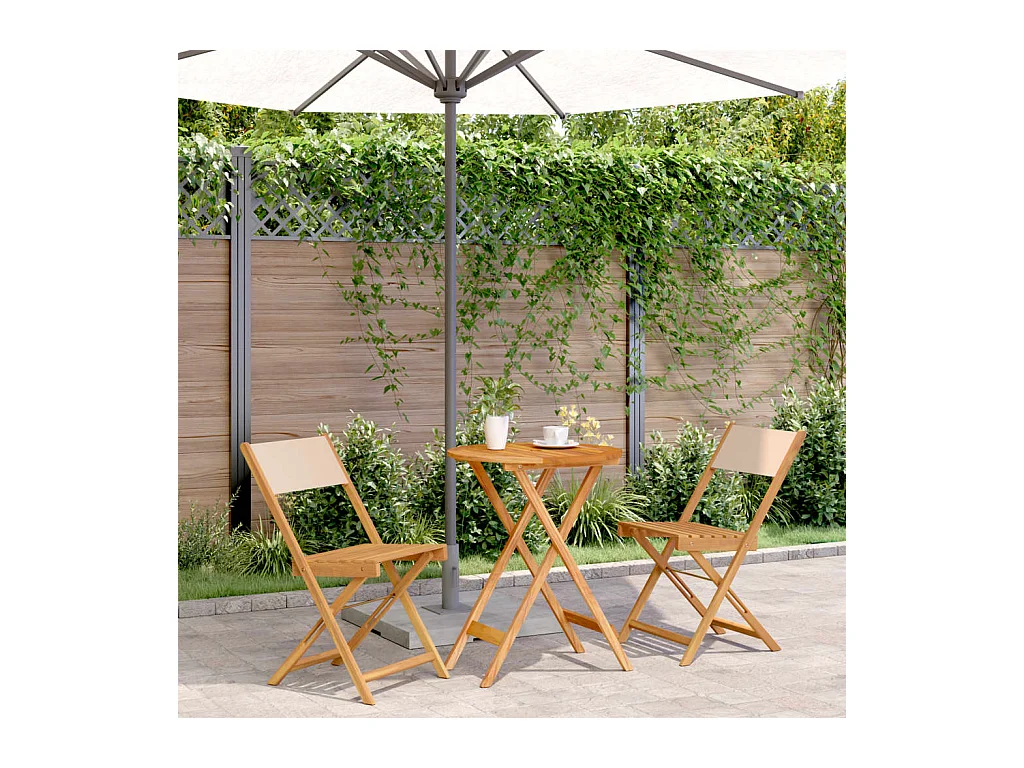 Ensemble de bistro 3 pcs beige tissu et bois massif FR82163