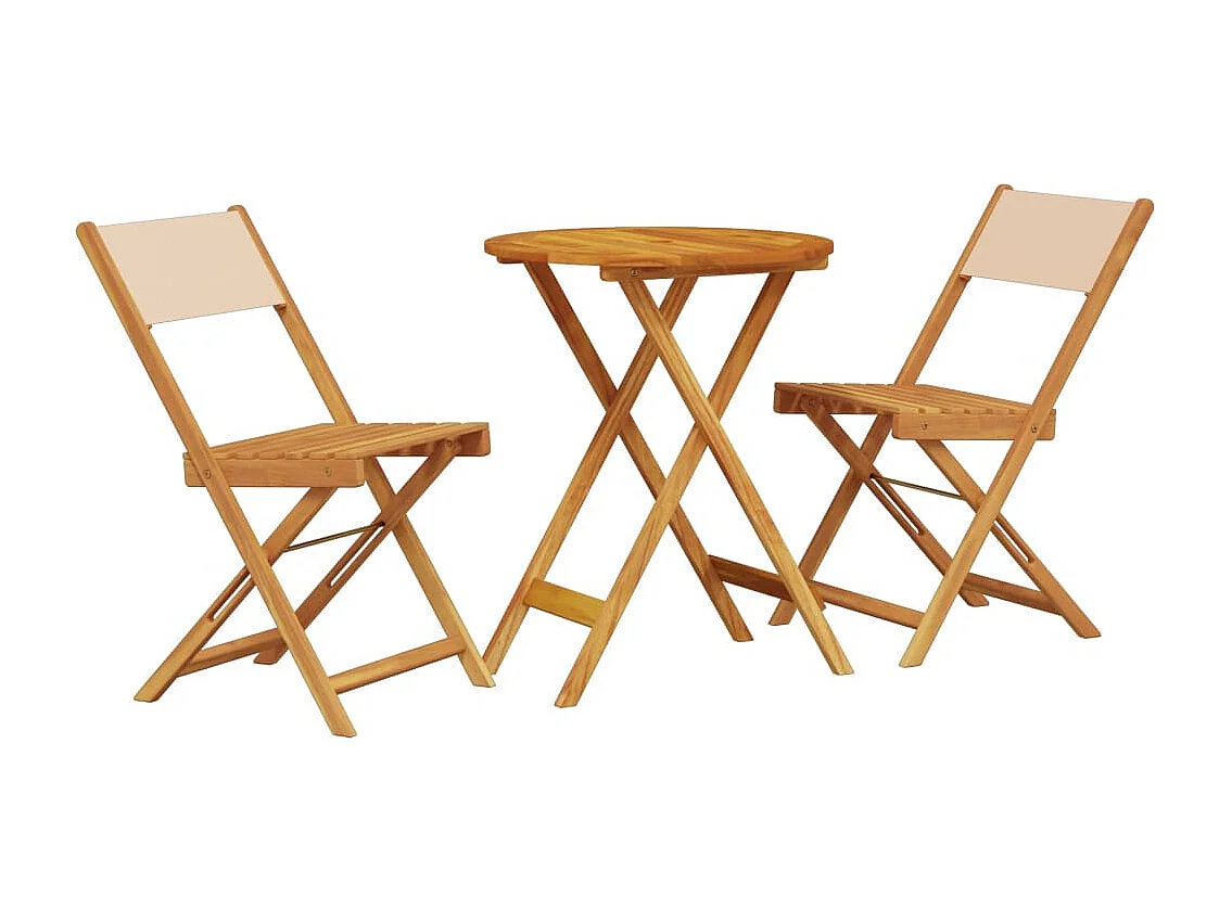 Juego de bistro de 3 piezas tela y madera maciza bej ES284370