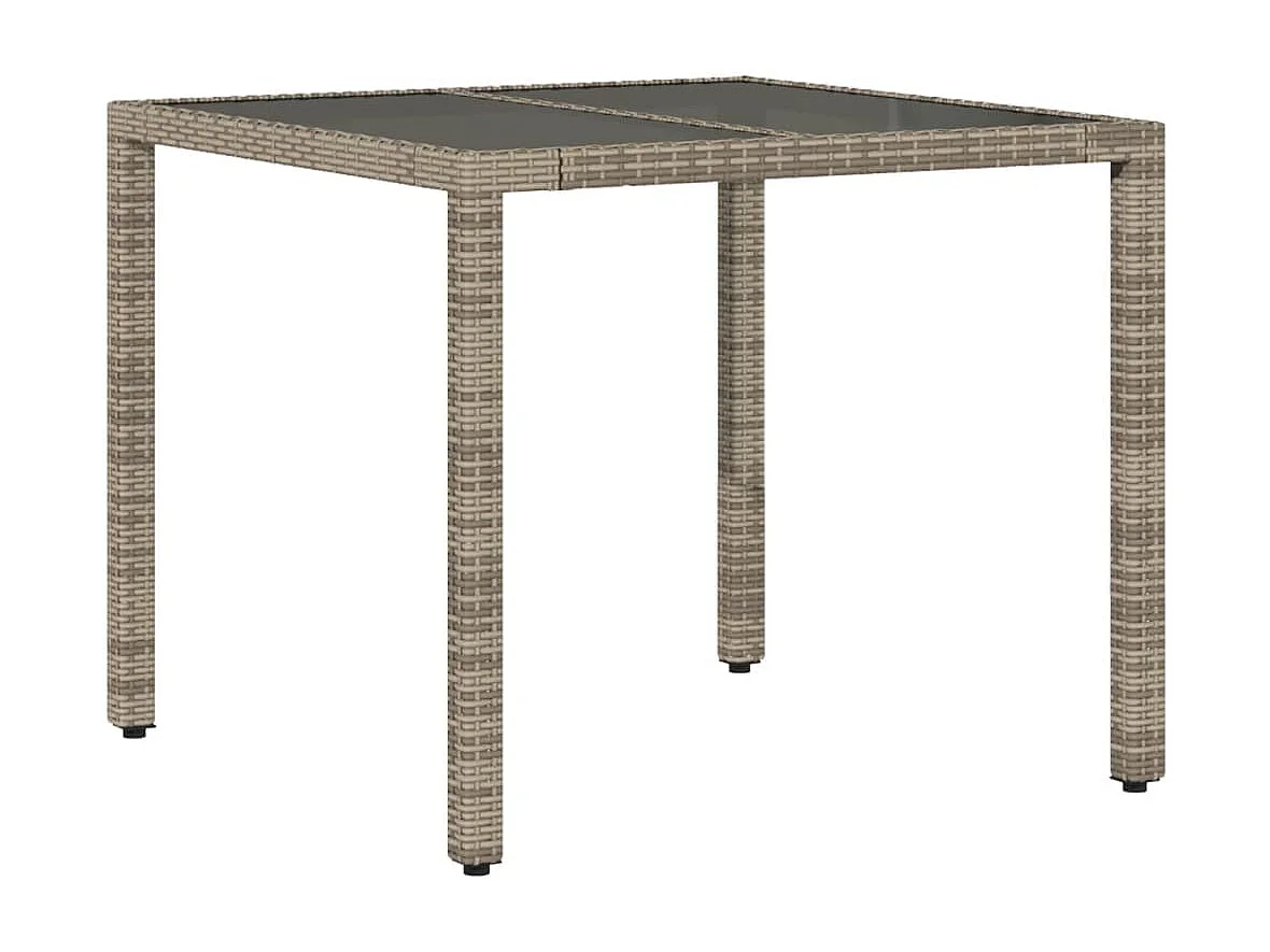 Set comedor jardín 5 pzas y cojines ratán sintético vidrio gris ES281045