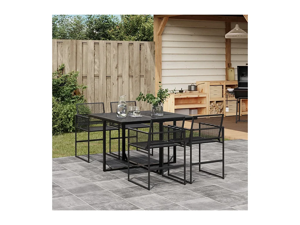 Ensemble à manger de jardin 5 pcs Noir Résine tressée FR20903