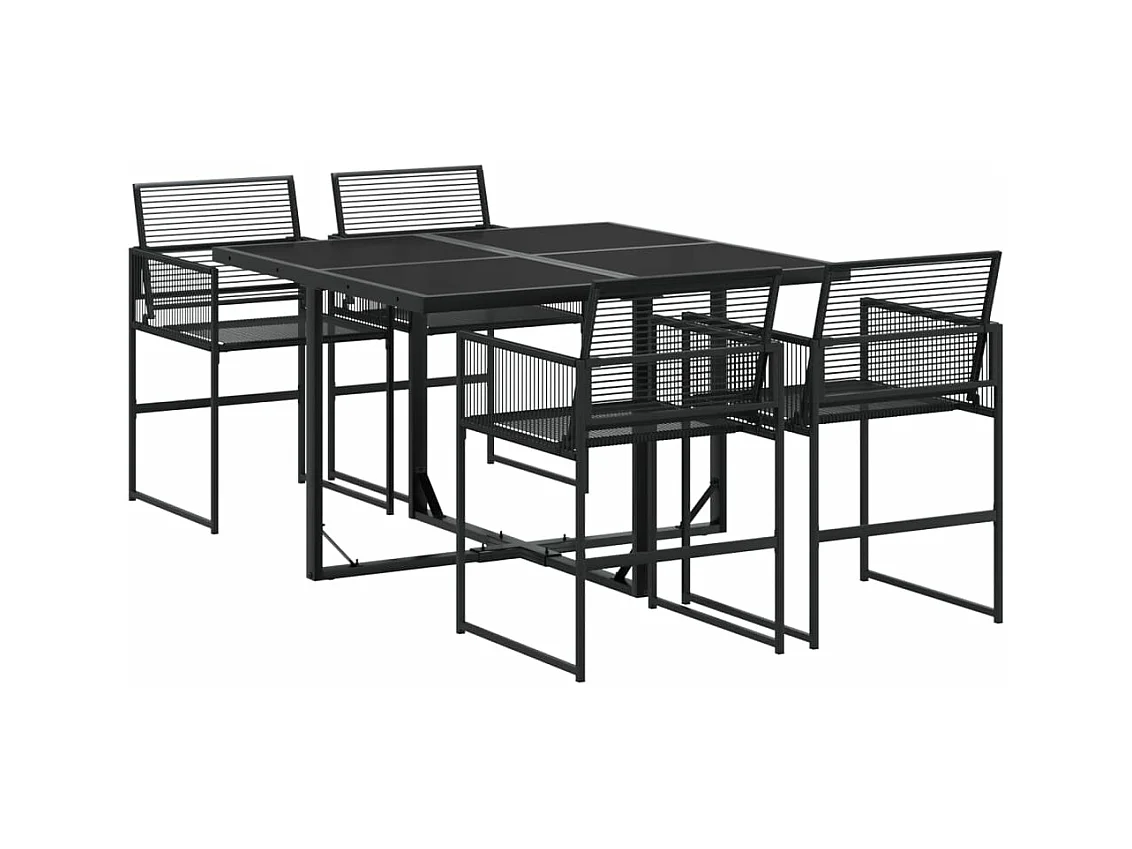 Ensemble à manger de jardin 5 pcs Noir Résine tressée FR20903