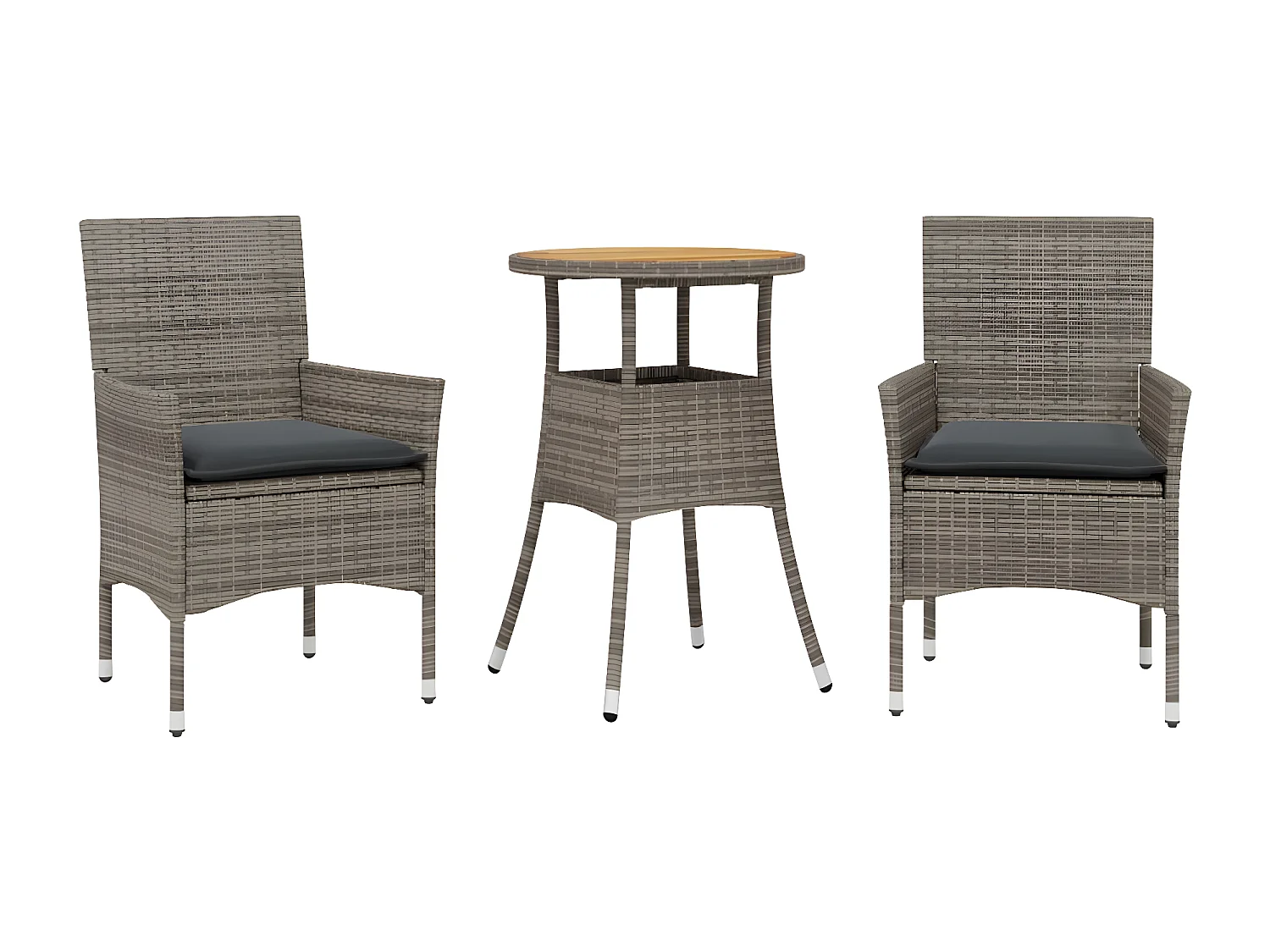 Ensemble à manger de jardin et coussins 3 pcs gris rotin acacia FR96425