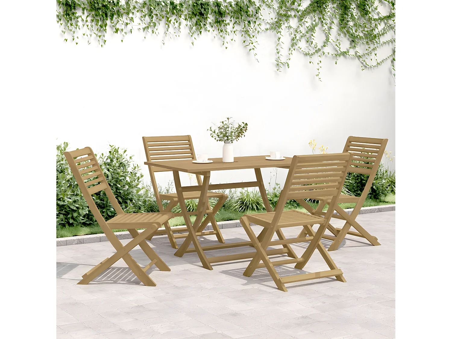 Ensemble à manger de jardin 5 pcs Bois d'acacia solide FR80702