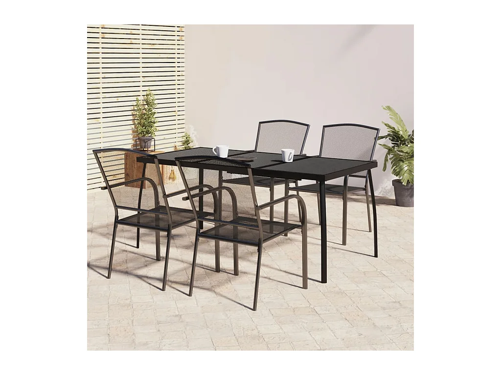 Juego de comedor de jardín 5 piezas acero gris antracita ES539269