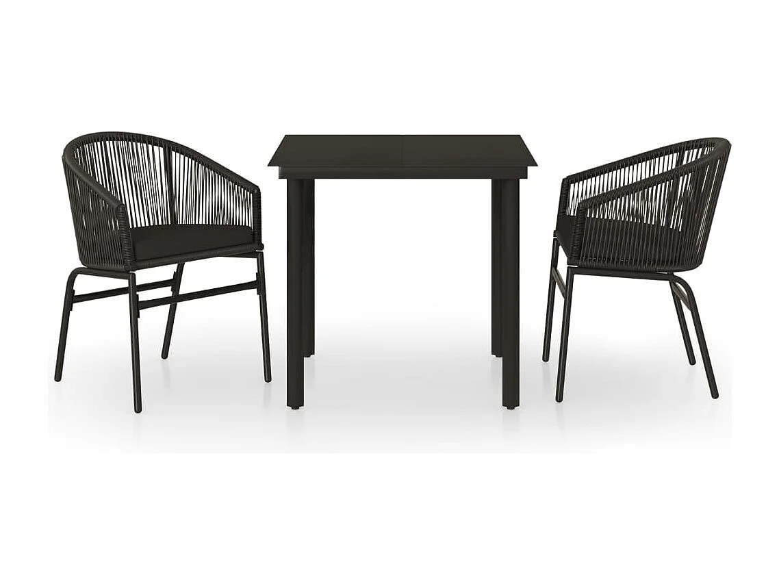 Ensemble de salle à manger de jardin 3 pcs Noir FR74645