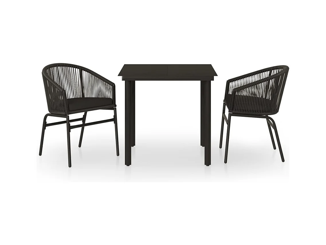 Juego de comedor para jardín 3 piezas negro ES754496