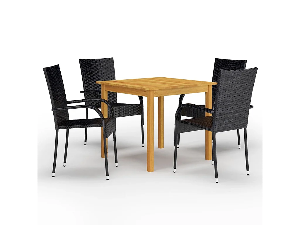 Ensemble de salle à manger de jardin 5 pcs Noir FR64467