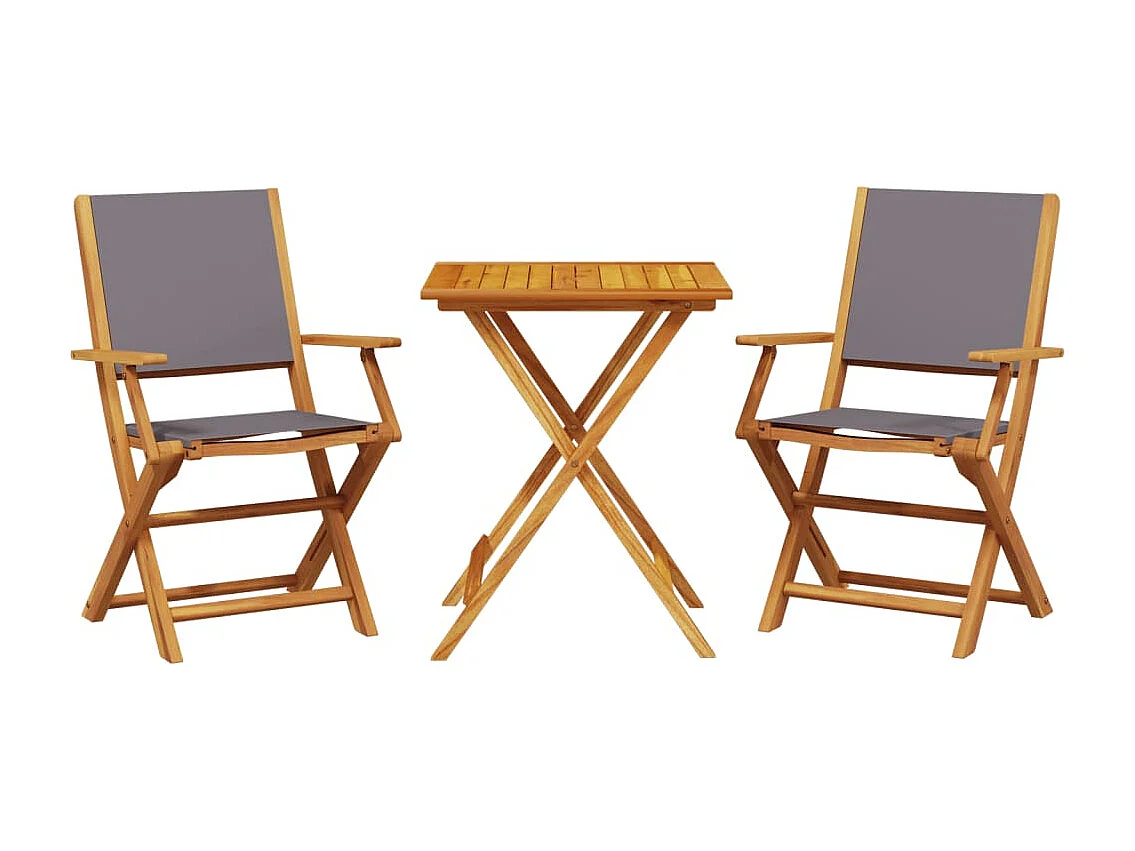 3 pcs conjunto de bistrô tecido e madeira maciça antracite PT401262