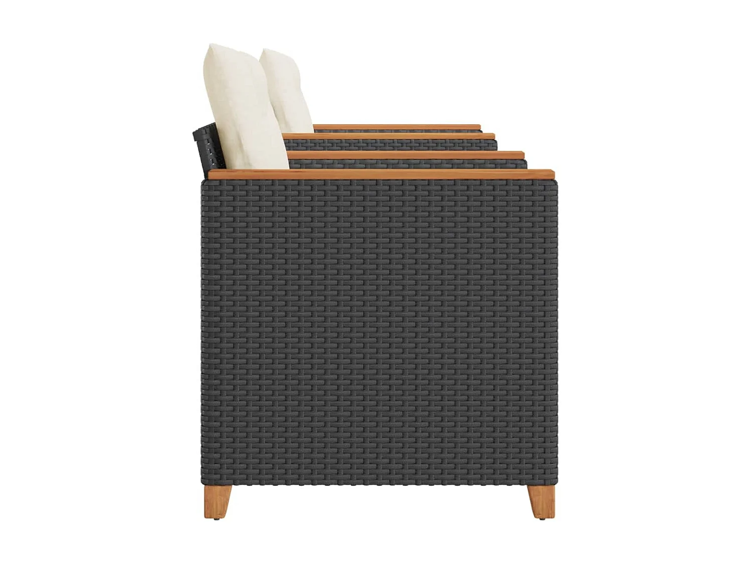 Ensemble de bistro 3 pcs et coussins noir résine tressée acacia FR44447