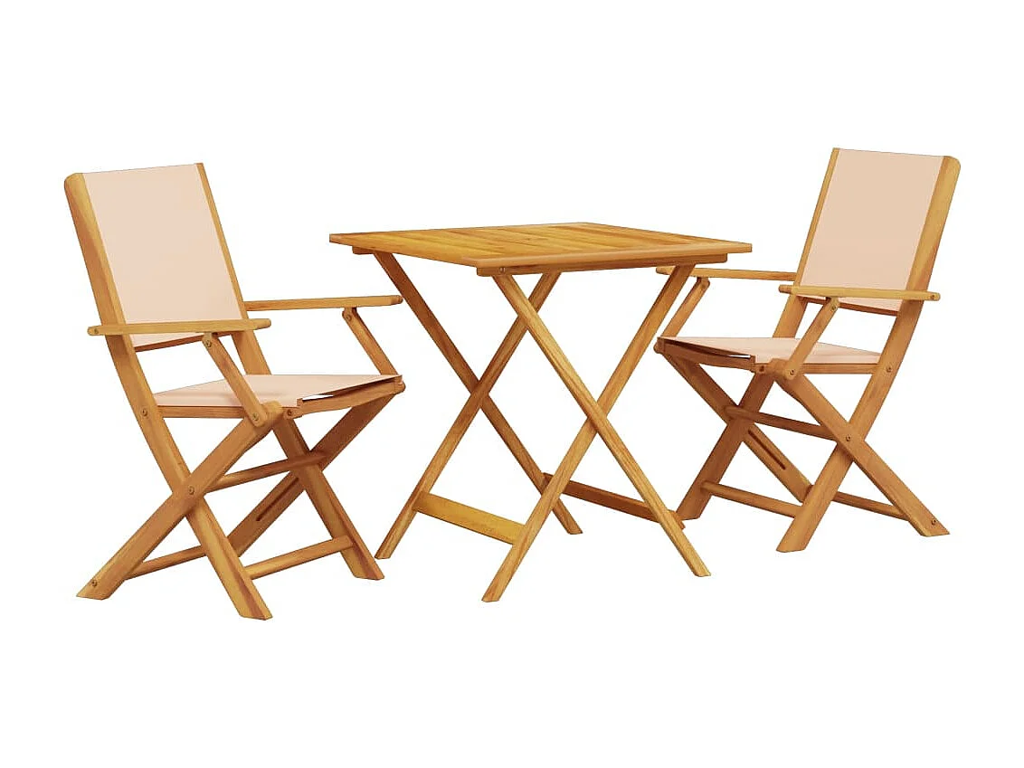 Ensemble de bistro 3 pcs beige tissu et bois massif FR70120