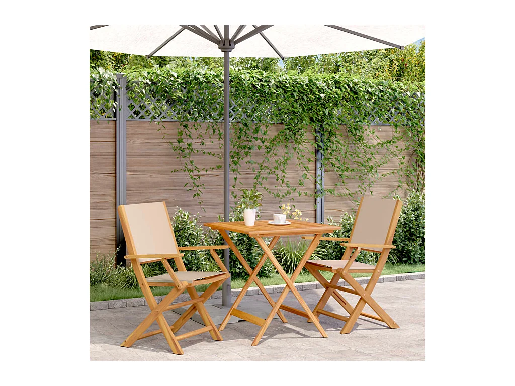Ensemble de bistro 3 pcs beige tissu et bois massif FR70120