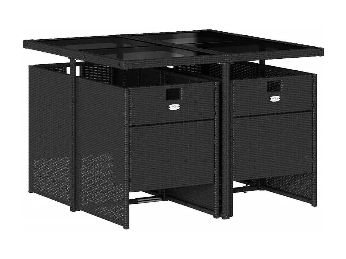 Ensemble à manger de jardin coussins 5pcs Noir Résine tressée FR55563