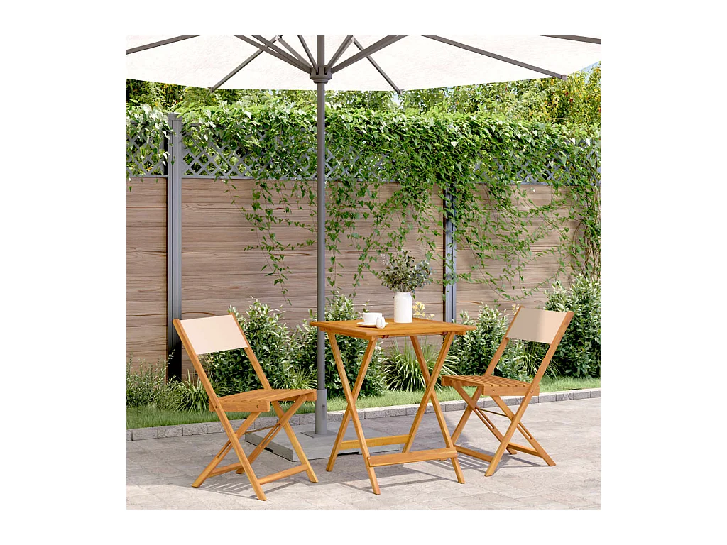 Ensemble de bistro 3 pcs beige tissu et bois massif FR28918