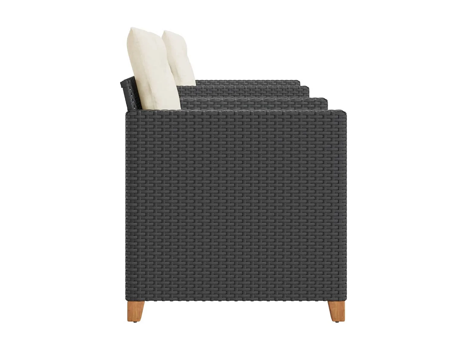 Ensemble de bistro 3 pcs et coussins noir résine tressée acacia FR84802