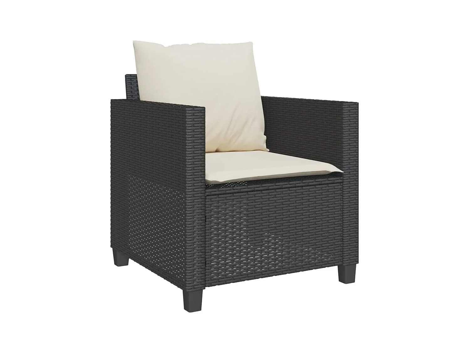 Ensemble de bistro 3 pcs avec coussins noir résine tressée FR11725
