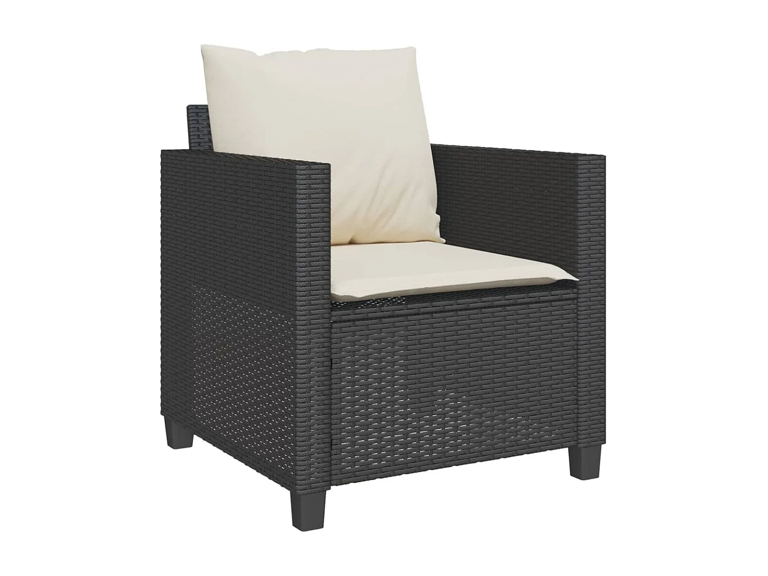 3 pcs conjunto de bistrô com almofadões vime PE preto PT788335