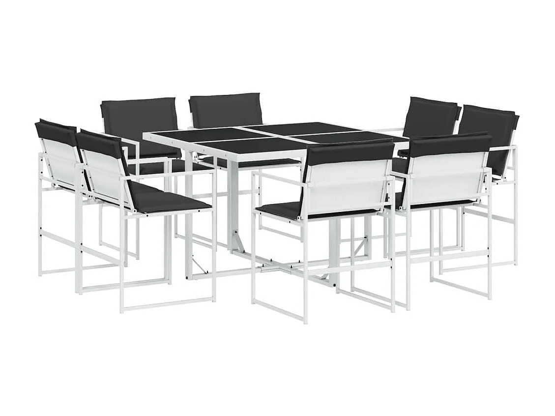 Ensemble à manger de jardin avec coussins 9 pcs blanc textilène FR95316