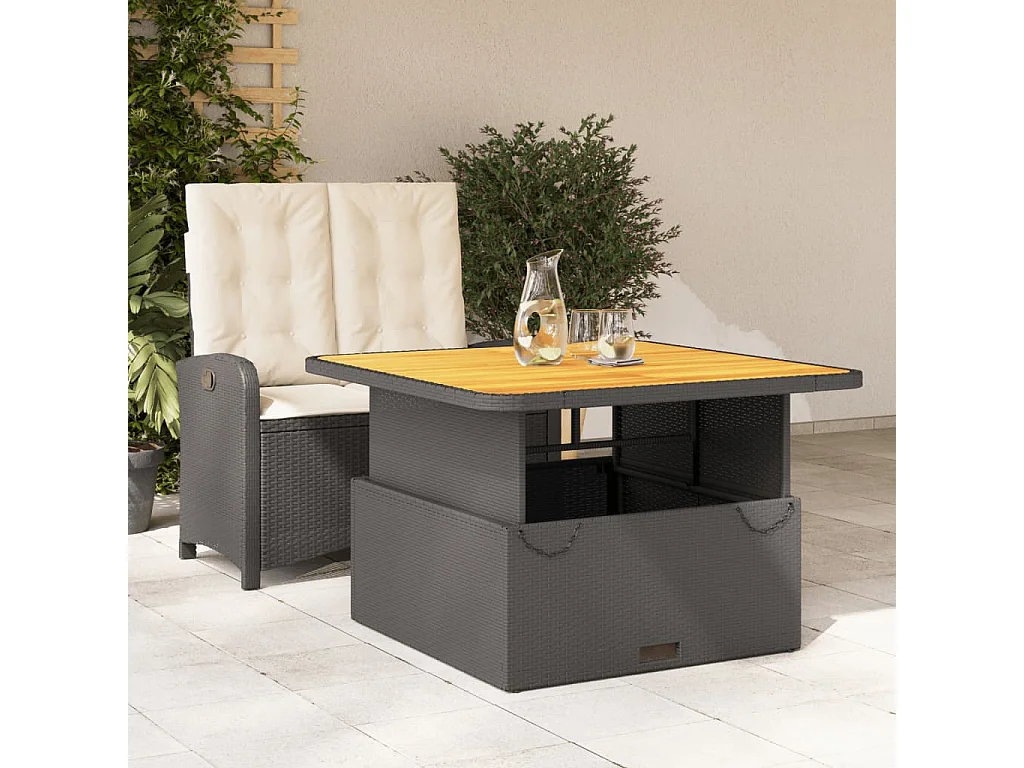 2-delige Tuinset met kussens poly rattan zwart BE917193