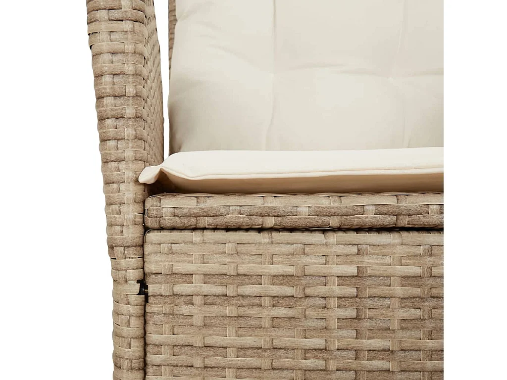 Ensemble à manger de jardin et coussins 3 pcs Beige poly rotin FR79759