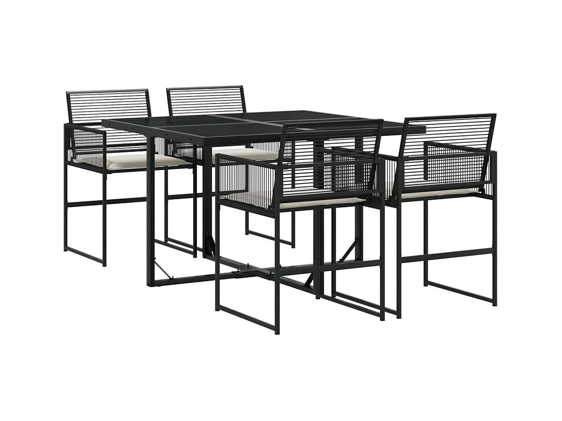 Ensemble à manger de jardin coussins 5pcs noir résine tressée FR27877