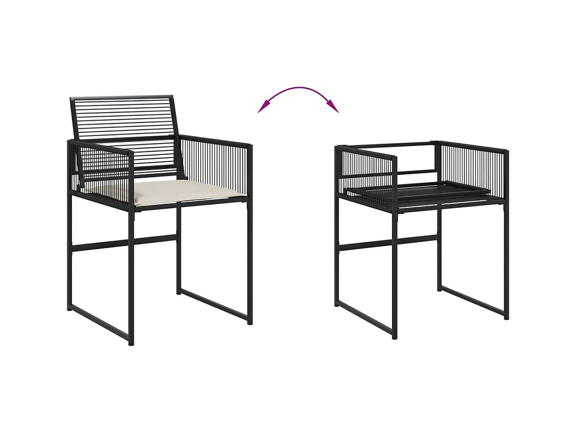 Ensemble à manger de jardin coussins 5pcs noir résine tressée FR27877