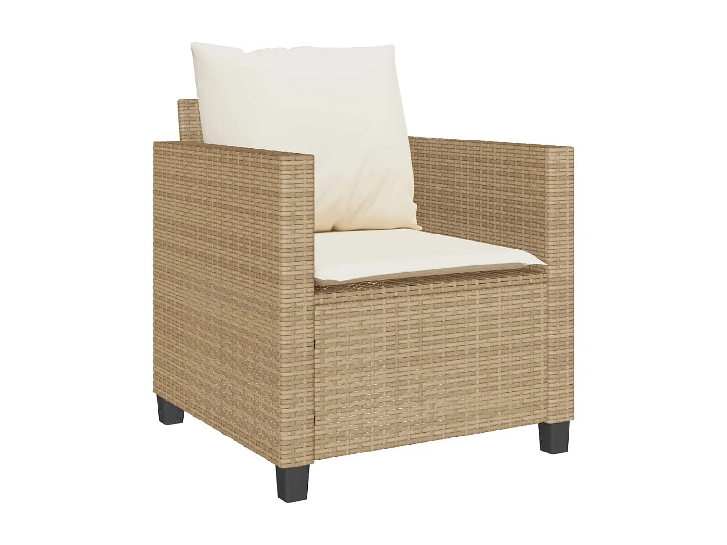 Ensemble de bistro 3 pcs avec coussins beige résine tressée FR35857