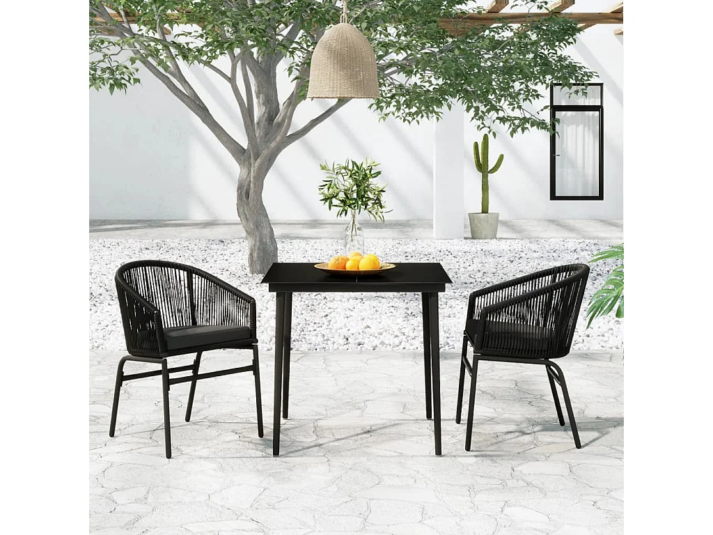 Ensemble de salle à manger de jardin 3 pcs Noir FR67657
