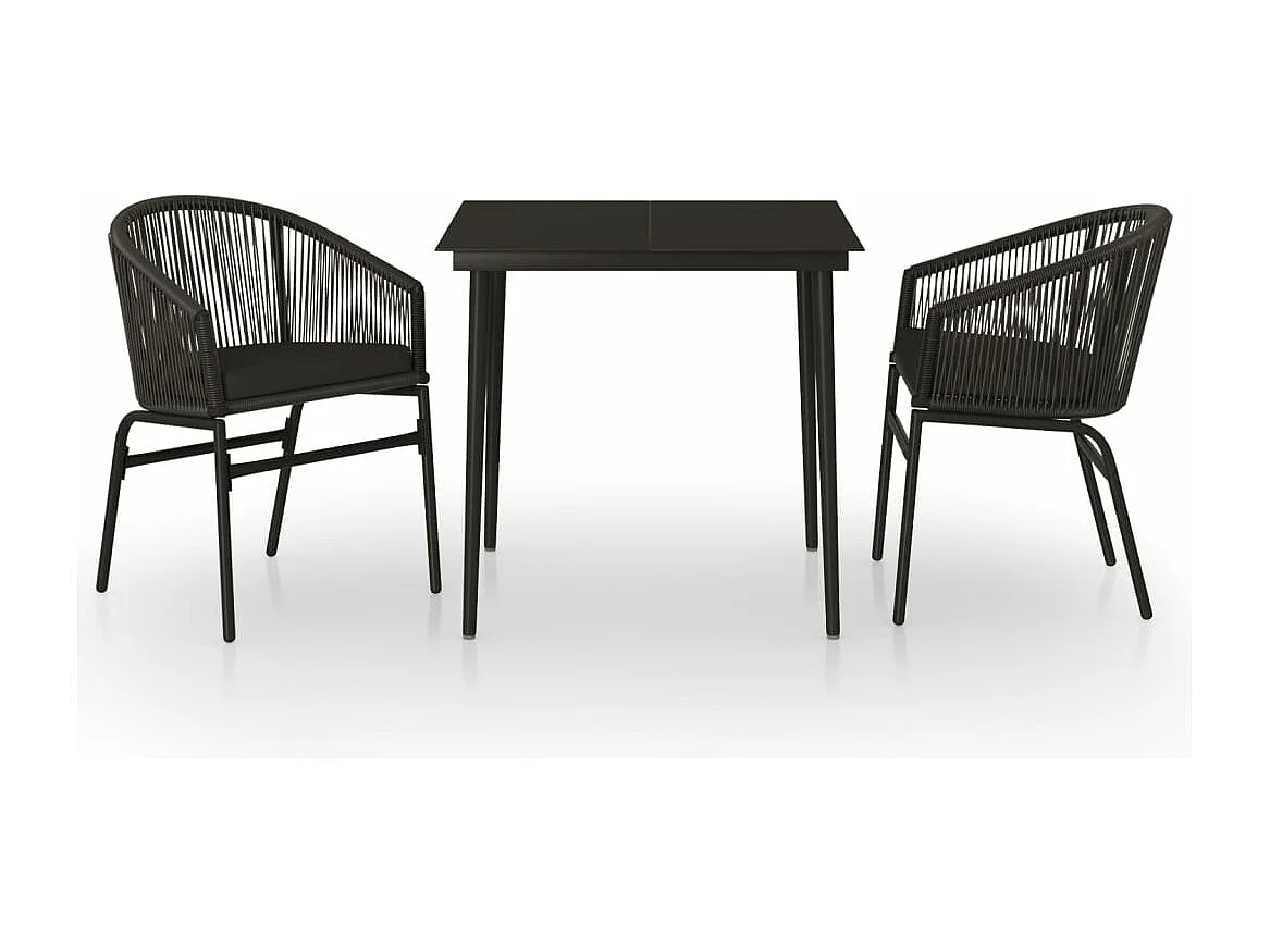 Ensemble de salle à manger de jardin 3 pcs Noir FR67657
