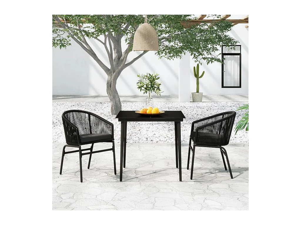 Ensemble de salle à manger de jardin 3 pcs Noir FR67657