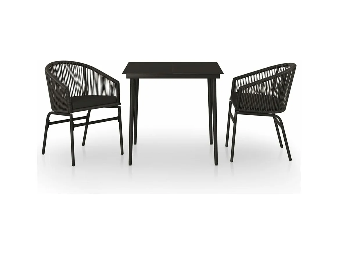 Ensemble de salle à manger de jardin 3 pcs Noir FR67657