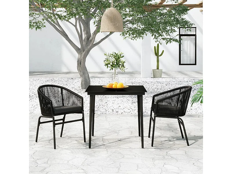 Ensemble de salle à manger de jardin 3 pcs Noir FR67657