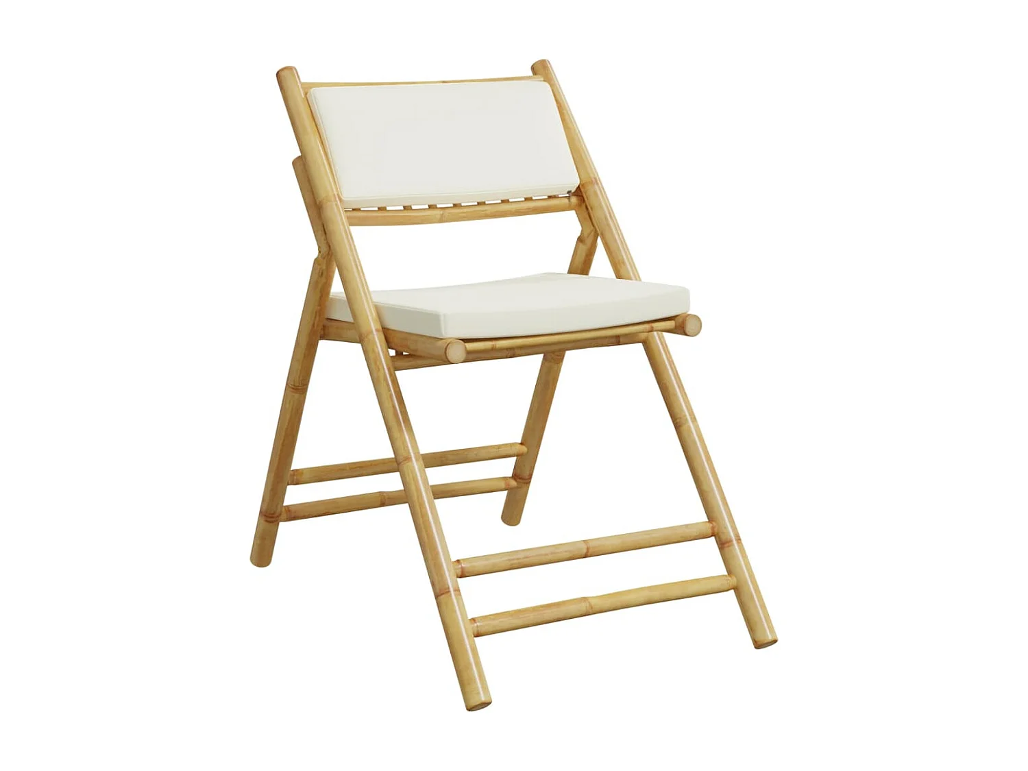 Juego bistró plegable de bambú 3 pzas con cojines blanco crema ES342282