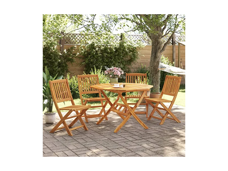 Ensemble à manger de jardin pliable 5 pcs bois massif d’acacia FR52961