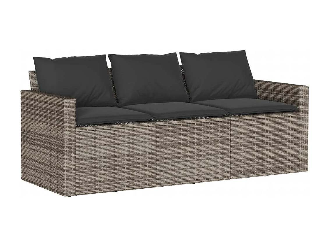 2 pcs conjunto de jantar p/ jardim c/ almofadões vime PE cinza PT437080