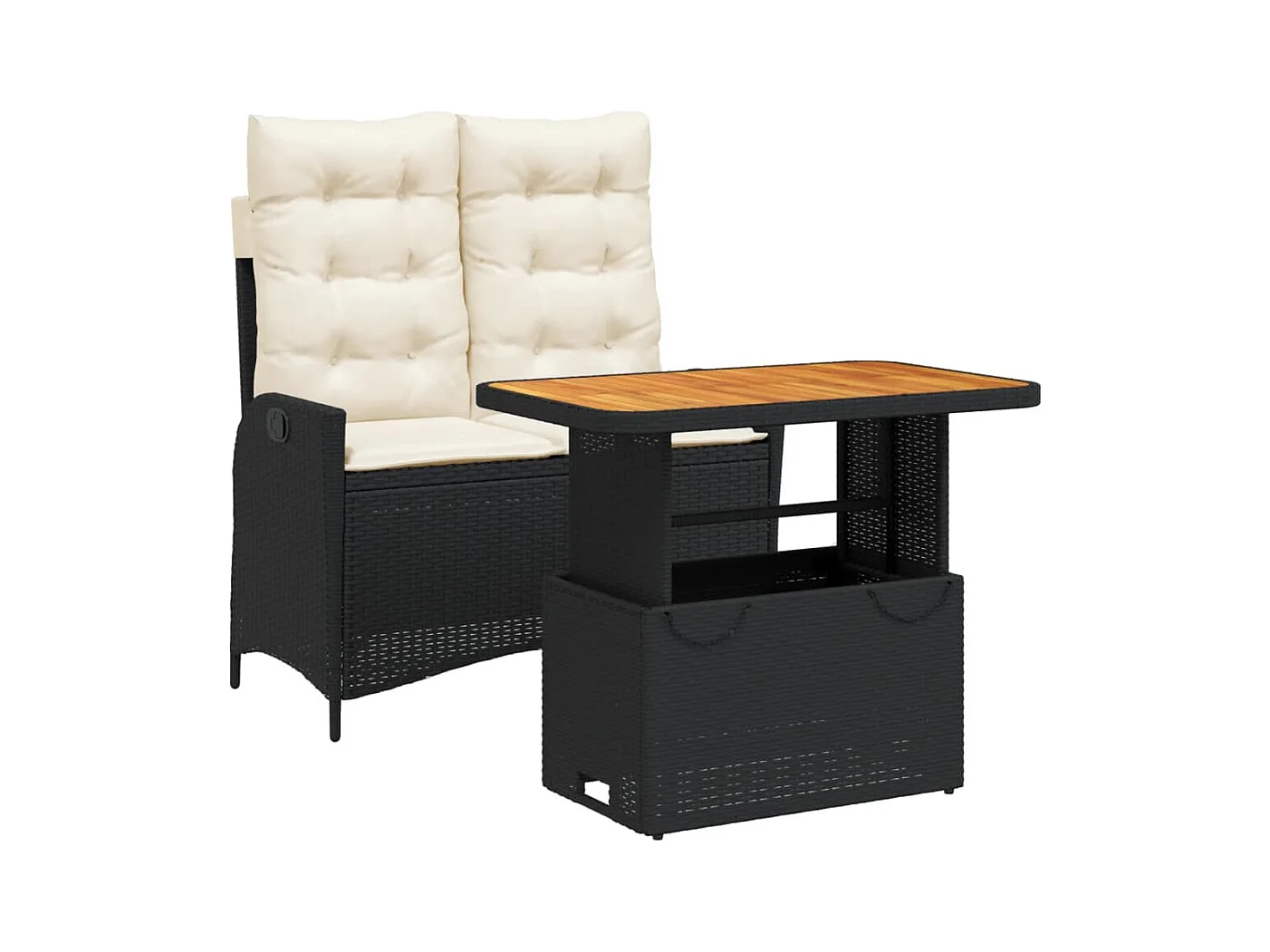 Ensemble à manger de jardin coussins 2pcs noir résine tressée FR23416