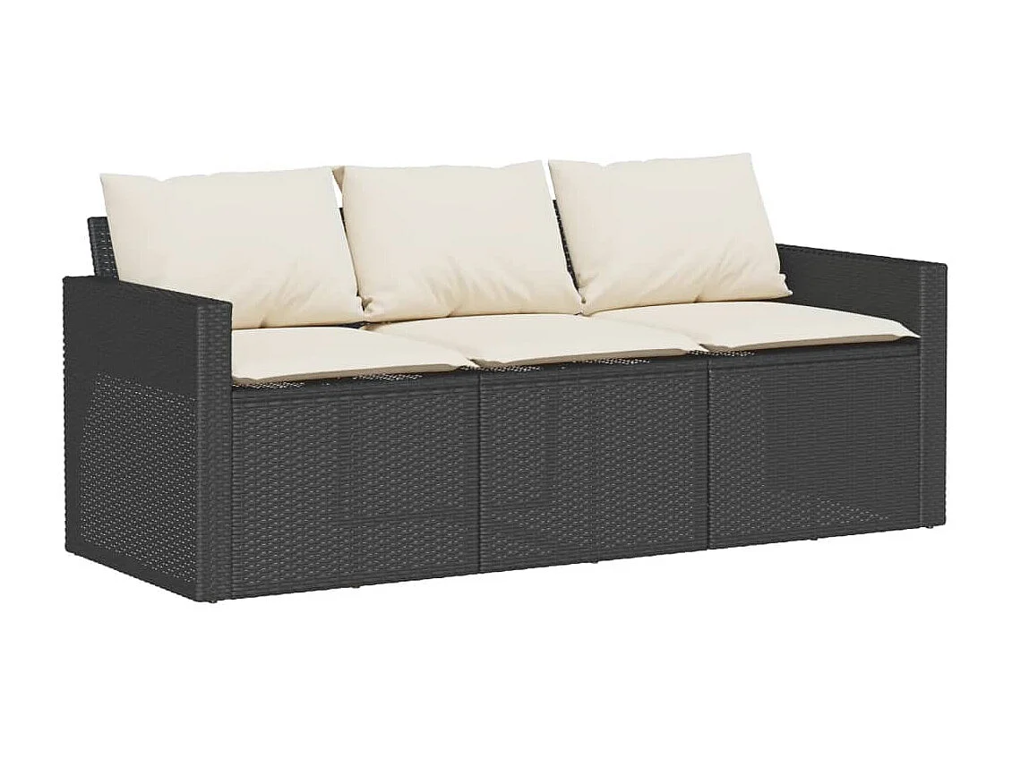 2-delige Tuinset met kussens poly rattan zwart BE644341