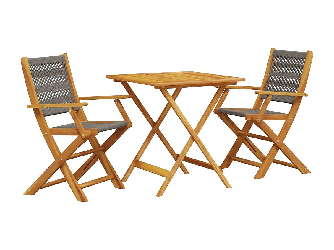 3 pcs conjunto de bistrô polipropileno/madeira maciça cinzento PT957090