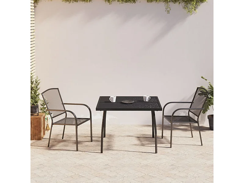 Juego de comedor de jardín 3 piezas acero gris antracita ES957756