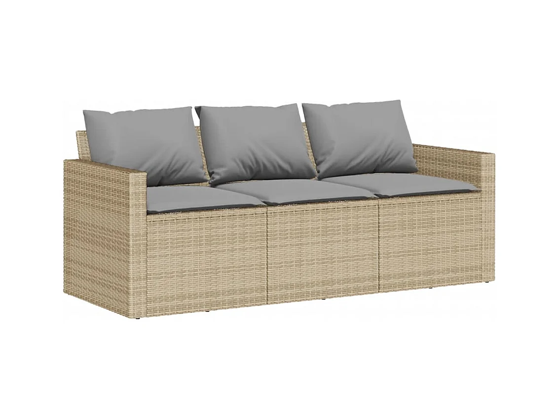 Ensemble à manger de jardin et coussins 2 pcs beige poly rotin FR22584