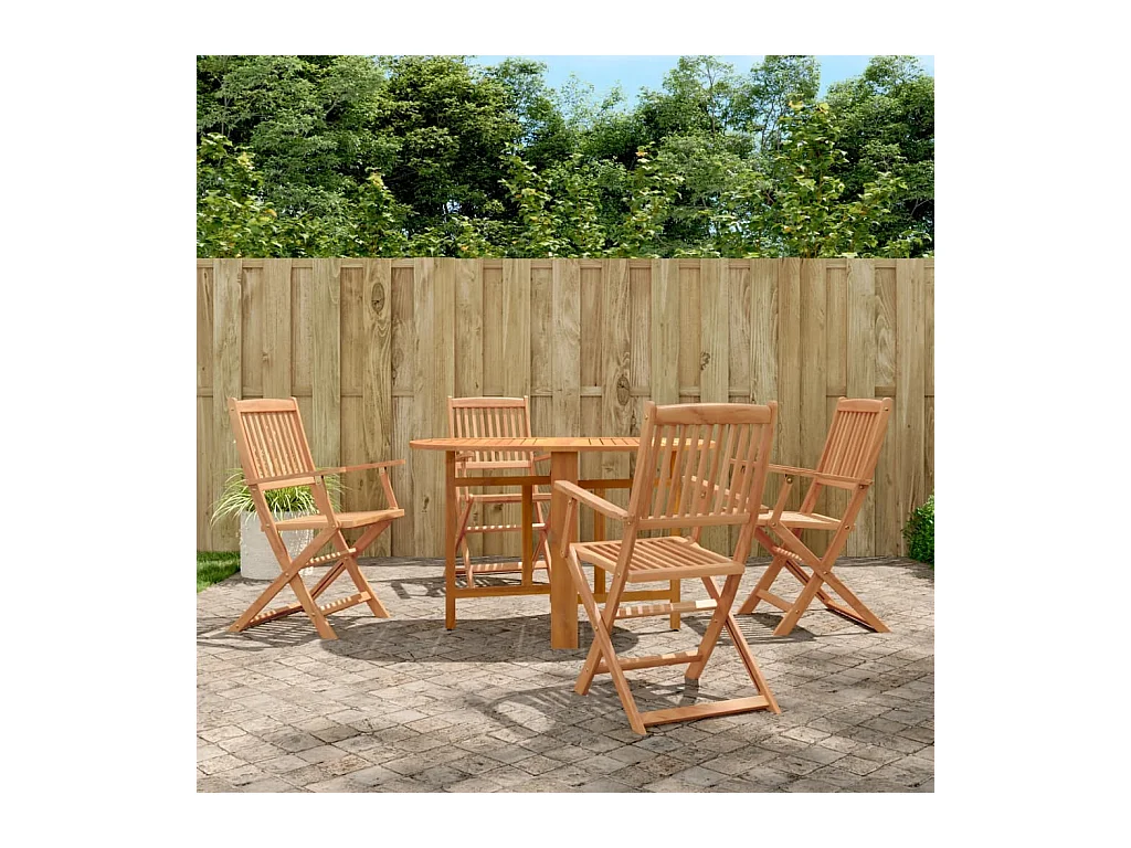 Set comedor de jardín plegable 5 piezas madera maciza de acacia ES122575