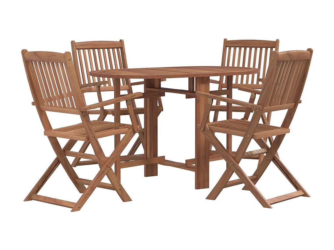 Ensemble à manger d'extérieur pliable 5pcs Bois d'acacia solide FR76086