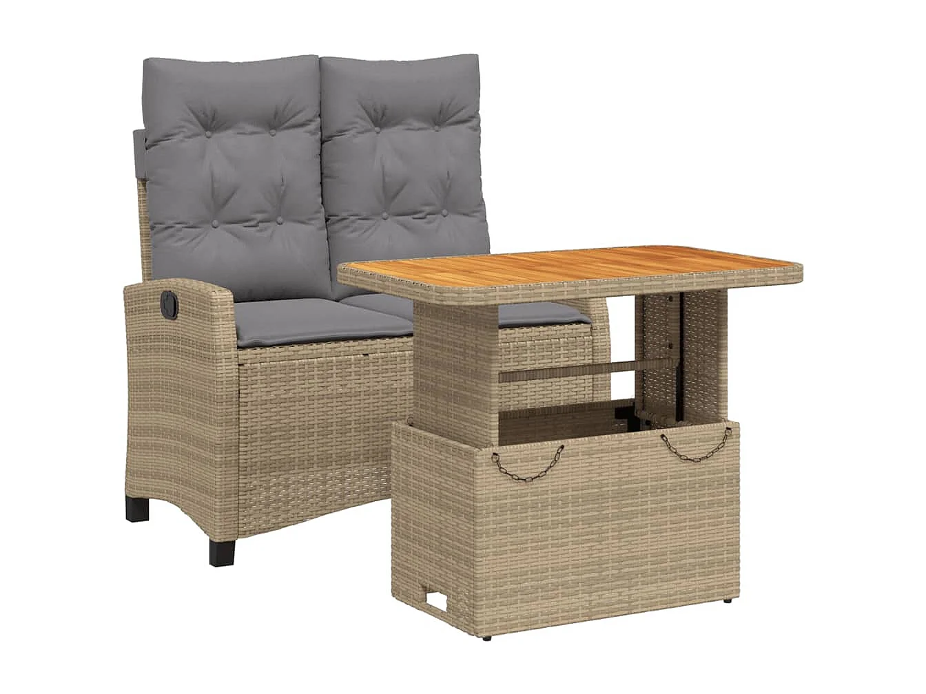 Ensemble à manger de jardin et coussins 2 pcs beige poly rotin FR69556