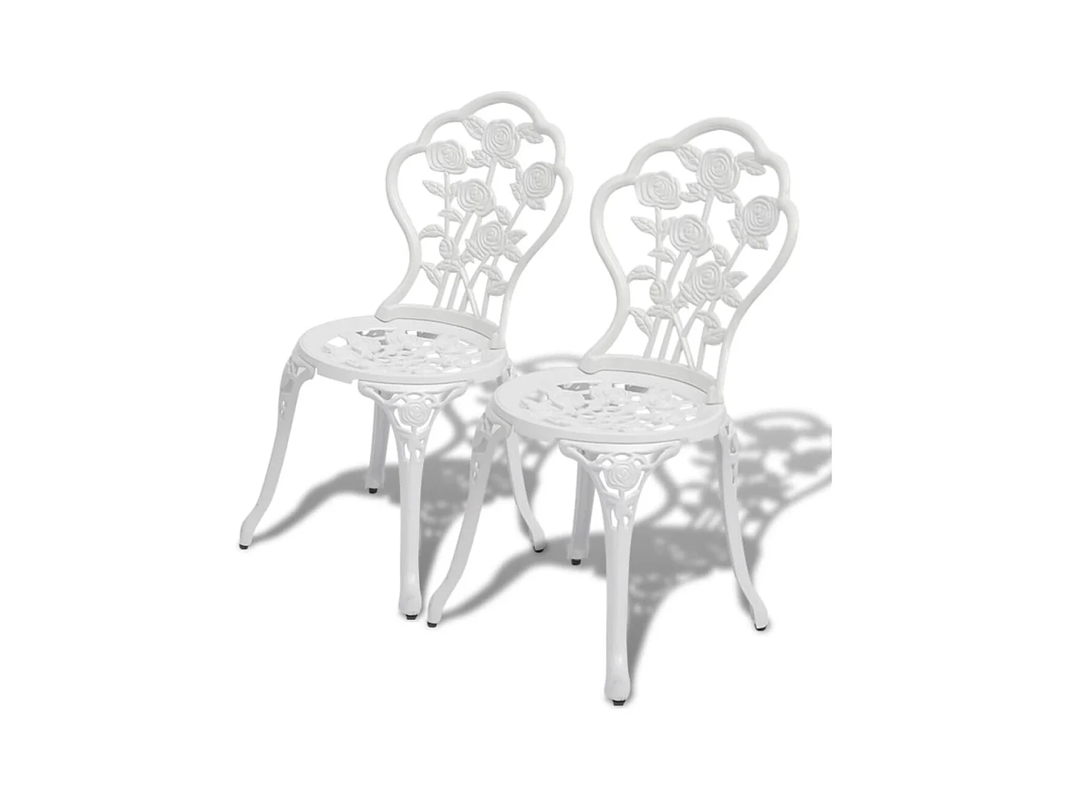 Mesa y sillas bistró de jardín 3 piezas aluminio fundido blanco ES207529